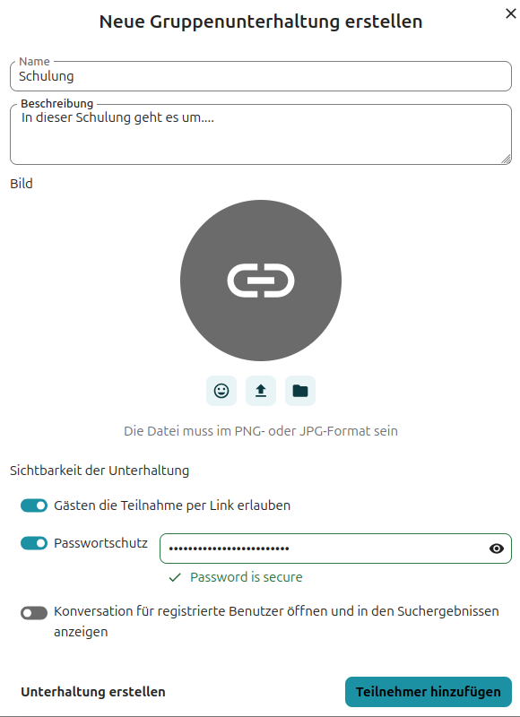 Name und Beschreibung einfügen